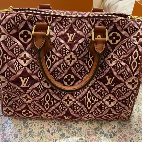 Louis Vuitton Since 1854 Bordeaux Monogram Jacquard Speedy Bandouliere 25! - Picture 2 of 6